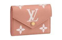 LOUIS VUITTON Victorine Embossed Soft Grained Cow Leather Wallet Women's Pink/Cream
