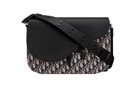DIOR Cow Leather Saddle Bag Messenger Bag Men's Black