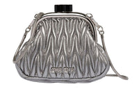 MIU MIU Leather Crossbody Bag Mini Women's Silver