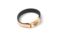 PRADA Leather Metal Enamel Coating Wristbands Unisex Yellow