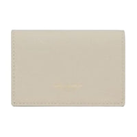 SAINT LAURENT Grained Leather Wallet Small Size Women's White Wine