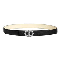 HERMES Calfskin Leather Belts Women's Black Width 2.4CM