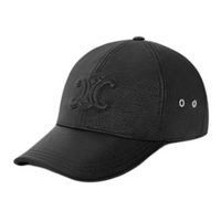 CELINE Cow Leather Baseball Caps Women's Black