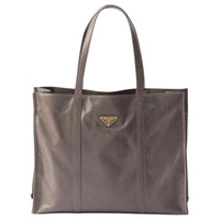 PRADA Leather Tote Bag, Shopping Bag, Handbag Tubas Women's Tin Silver