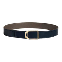 HERMES Brass Leather Belts Men's Sea Blue/Gray Width: 3.8CM