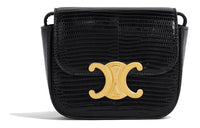CELINE Triomphe Arc De Triomphe Lizard Leather Handbag, Shoulder Bag, Crossbody Bag Women's Black
