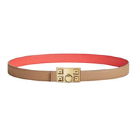 HERMES Gold-Plated Leather Belts Unisex Charcoal/Rose Width: 2.4cm