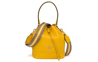 PRADA Leather With Fabric Handbag Shoulder Bag Crossbody Bag Women's Vibrant Yellow