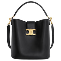 CELINE Calfskin Shoulder Bag, Crossbody Bag, Handbag Medium Size Women's Black