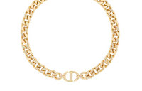 DIOR Metal Faux Crystal Necklaces Women's Gold
