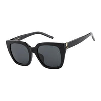 SAINT LAURENT Plate Frame Irregular Shape Sunglasses Women's Black