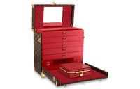 LOUIS VUITTON Cow Leather Jewelry Box Hard Case Women's Red