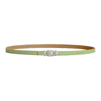 HERMES Calfskin Leather Belts Women's Brown Green Width 1.3CM