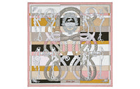 HERMES Silk Scarves Women's Dark Pink/Beige/Gray Silk Scarf