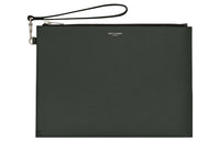 SAINT LAURENT PARIS Calfskin Clutch Men's Dark Green