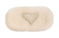 PRADA Triangle logo Shearling Hair Clip