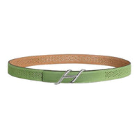 HERMES Calfskin Leather Belts Women's Green Width 2.4CM