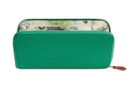 HERMES Silk'In Epsom Calfskin Wallet Women's Green Jade/Gray White