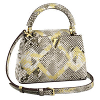 LOUIS VUITTON Capucines Python Skin Shoulder Bag Crossbody Bag Handbag Mini Women's Gold/Silver