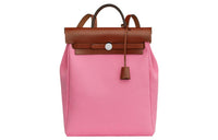 HERMES Herbag Zip Officer Canvas/Hunter Cow Leather Portable Backpack Women's Pink/Cuivre Copper Red