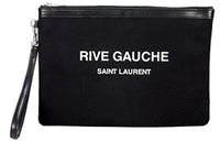 SAINT LAURENT Linen Clutch Women's Black