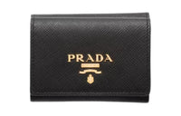 PRADA Cow Leather Wallet Women's Black & Light Pink