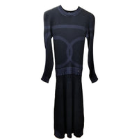 CHANEL Long-Sleeved Dresses Women's Blue