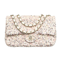 CHANEL Sequins Crossbody Bag Shoulder Bag Women's White & Silver