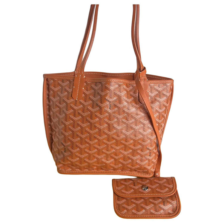 GOYARD Anjou PVC Bonded Cow Leather Tote Bag Shopping Bag Handbag Mini Women's Orange