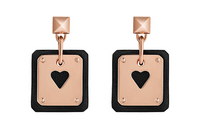 HERMES As De Coeur Earrings Women's Black/Rose Gold