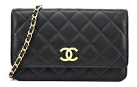 CHANEL WOC Calfskin Shoulder Bag, Crossbody Bag Women's Black