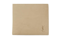 SAINT LAURENT CASSANDRE Cow Leather Wallet Men's Beige