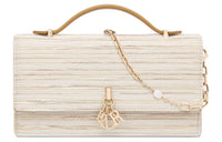 DIOR Embroidered Canvas Shoulder Bag Crossbody Bag Handbag Mini Women's Light Brown