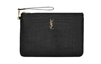 SAINT LAURENT Monogram Leather Tablet Bags Women's Black