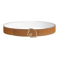 HERMES Leather Belts Unisex Gold/White Width 3.8CM