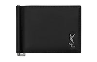 SAINT LAURENT Calfskin Matte Leather Wallet Small Size Men's Black