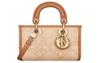 DIOR Lady D-JOY Raffia Grass Shoulder Bag Crossbody Bag Handbag Extra Mini Women's Natural