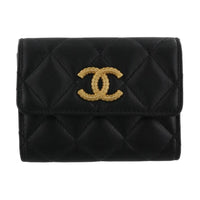 CHANEL Lambskin Wallet Women's Black