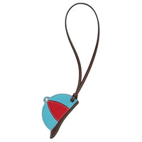 HERMES Calfskin Palladium Silver Pendants Men's Blue