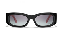 CHANEL Rectangular Sunglasses Unisex Red