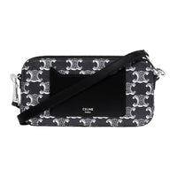 CELINE Cow Leather One Shoulder Crossbody Clutches Men's Silver/Black