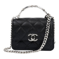 CHANEL 22SS Grain Embossed Cow Leather Shoulder Bag, Crossbody Bag, Handbag Mini Women's Black