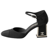 CHANEL 24B Chunky Heel Mary Jane Shoes 6.5cm Women's Black