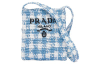 PRADA Straw, Wicker, And Raffia Shoulder Bag, Crossbody Bag, Handbag Regular Women's Light Blue