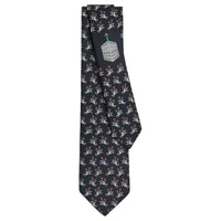 HERMES Mulberry Silk Ties Men's Marine Blue