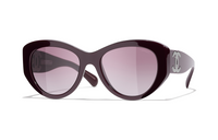 CHANEL Plastic Irregular Shape Sunglasses Women's Burgundy