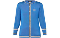 LOUIS VUITTON Preppy Stripe Accent Cardigan Knitwear Women's Blue