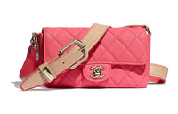 CHANEL Grain Calfskin Crossbody Bag Women's Coral