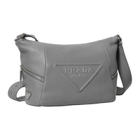 PRADA Leather Shoulder Bag Men's Gray