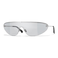 CHANEL Metal Irregular Shape Sunglasses Unisex Silver